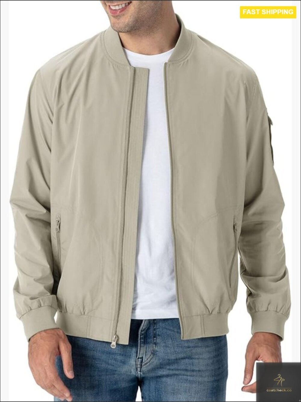 Men's Lightweight Bomber Jacket Fitted Athletic Fit Windbreaker Spring Fall